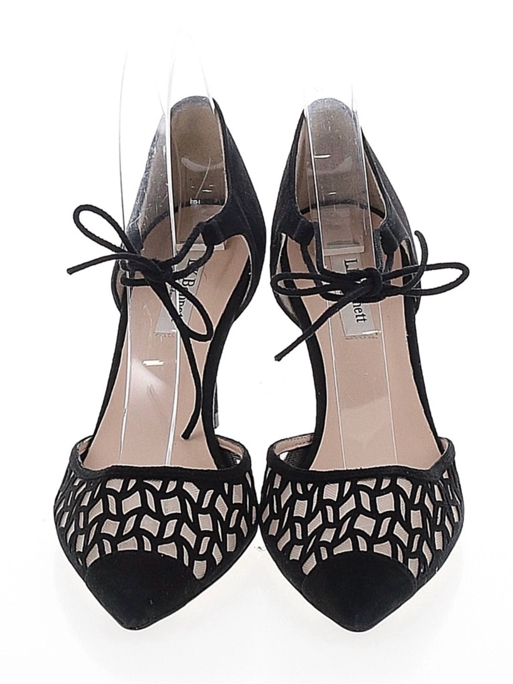 LK Bennett Black Cutout Pointed-Toe Lace-Up Heels